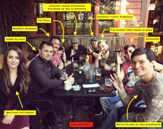 Harkins shares a beer with other white supremacists after a pro-Donald Trump rally in Portland, Ore., in June 2017.